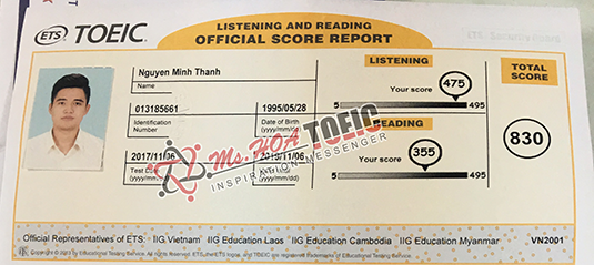 Nguyễn Minh Thành-830 điểm - Ms Hoa Toeic