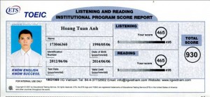 Hoàng Tuấn Anh - 930 điểm TOEIC - Niềm tự hào của cô!!!