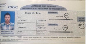 Phùng Chí Tùng, Toeic B75 - Niềm vui dành tặng Ms Hoa và Ms Trang