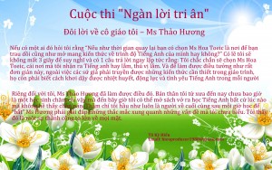  [Ngàn lời tri ân 2013] Đôi lời về cô giáo tôi – Ms Thảo Hương