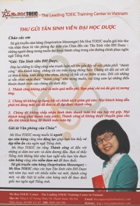 Ms Hoa TOEIC tài trợ cho Tân Sinh viên Đại học Dược Hà Nội