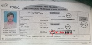 Chúc mừng 840 TOEIC của Hoàng Thị Tâm - B115