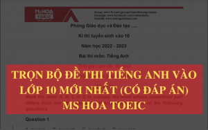 Trọn bộ 10 đề thi tiếng Anh vào lớp 10 mới nhất (có đáp án) - Ms Hoa TOEIC