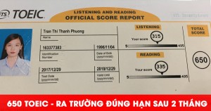 Chắp cánh ước mơ ra trường sau 2 tháng nhờ chứng chỉ 650 TOEIC