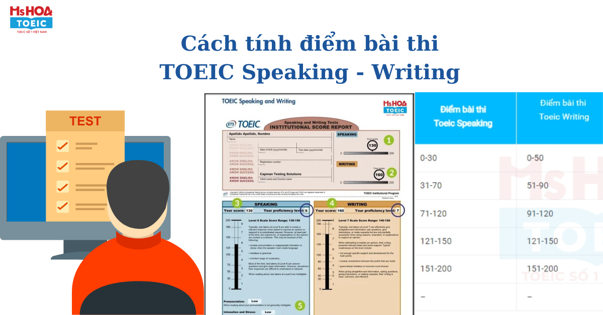 Cách tính điểm bài thi TOEIC Speaking - Writing