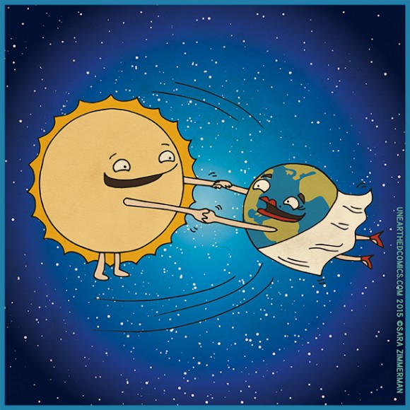 The earth moves around the Sun.