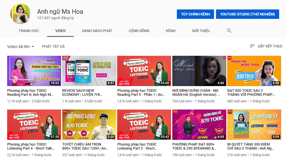 Kênh Youtube học tiếng Anh miễn phí của Anh ngữ Ms Hoa