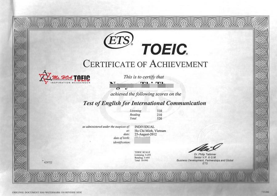 Bằng toeic, chứng chỉ toeic