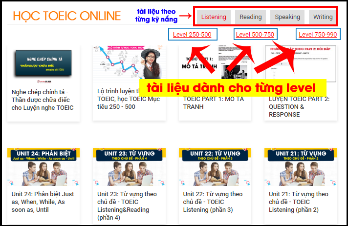 học toeic online