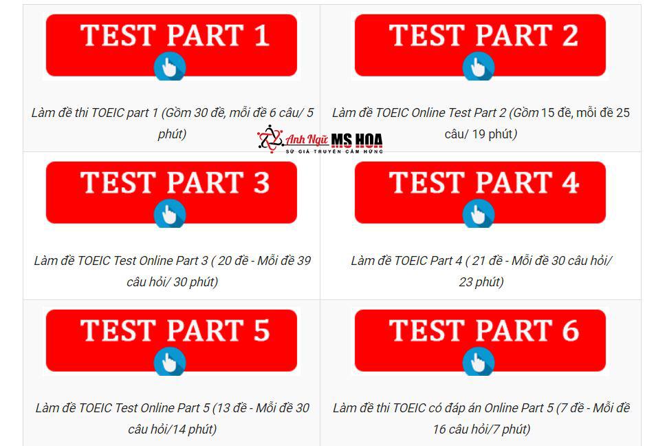 Người học có thể tự kiểm tra năng lực tiếng Anh thông qua các bài test online trên website Anh ngữ Ms Hoa