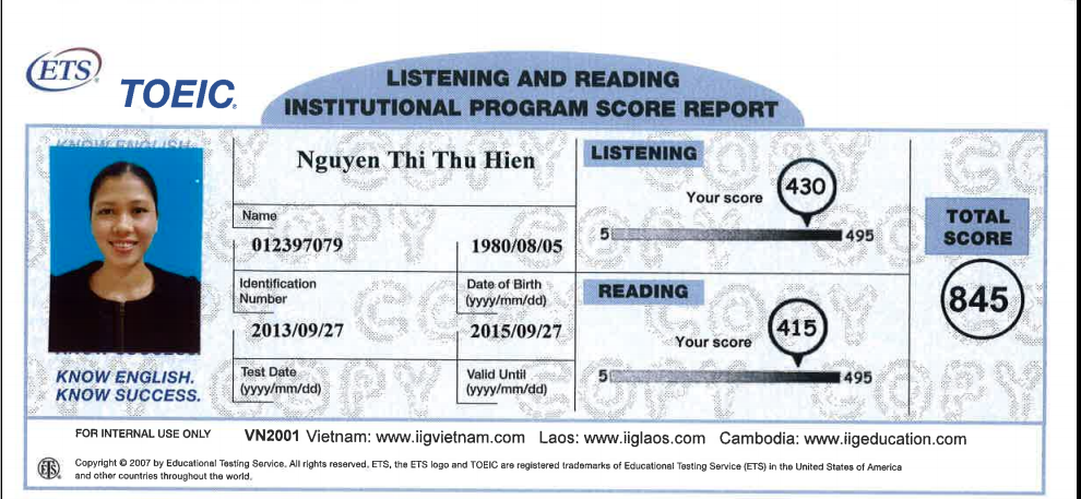 Vinh danh học viên thi TOEIC điểm cao