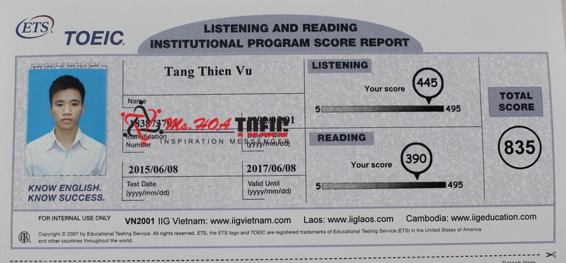 Tăng Thiên Vũ - lớp Toeic A68